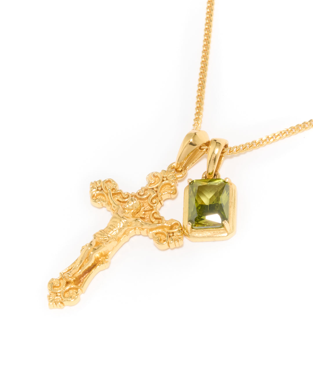 Motif crucifix x Mediterranean Olive stone stack - Gold (Pre order)