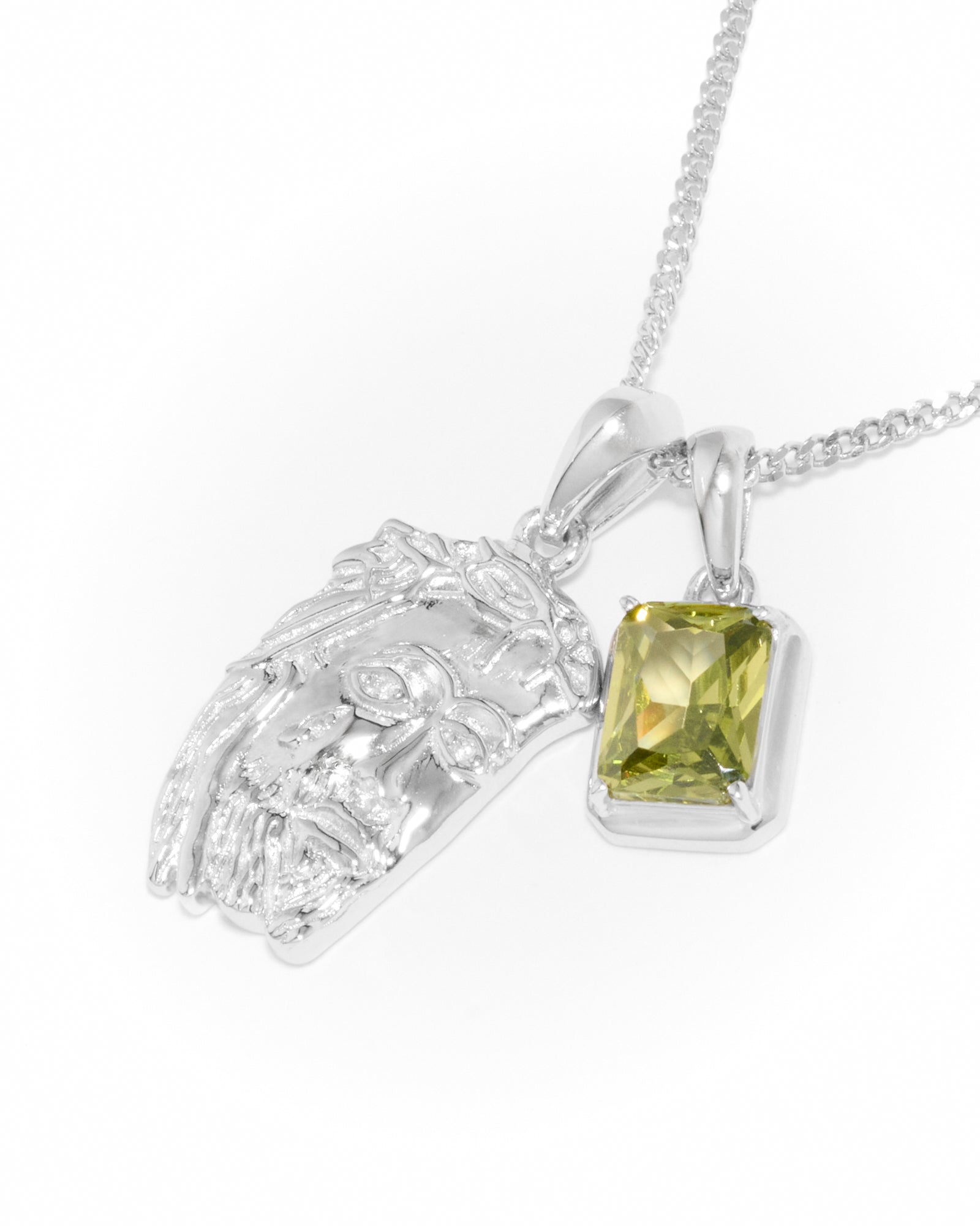Tearing Jesus Piece x Mediterranean Olive stone stack - Silver
