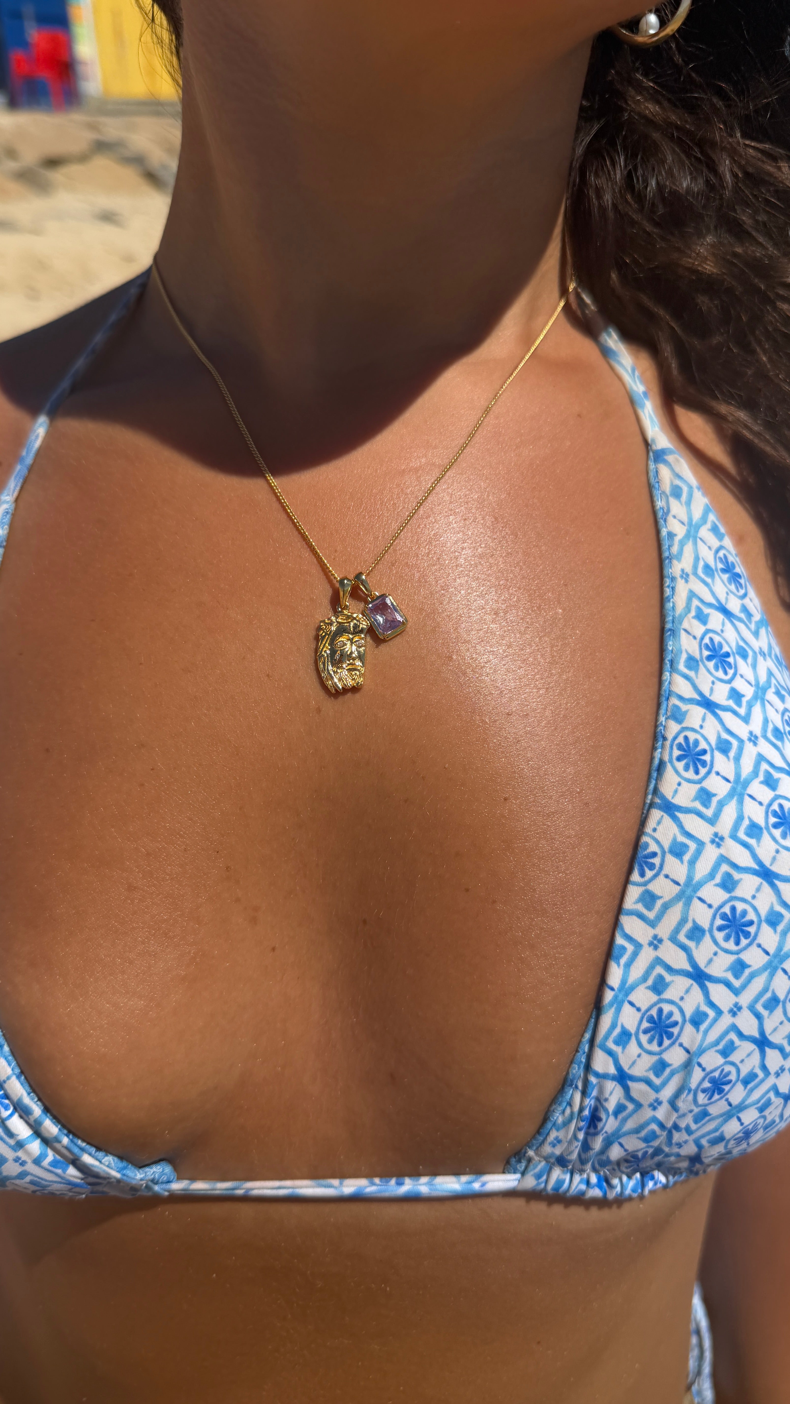 Tearing Jesus Piece x Lavender stone stack - Gold