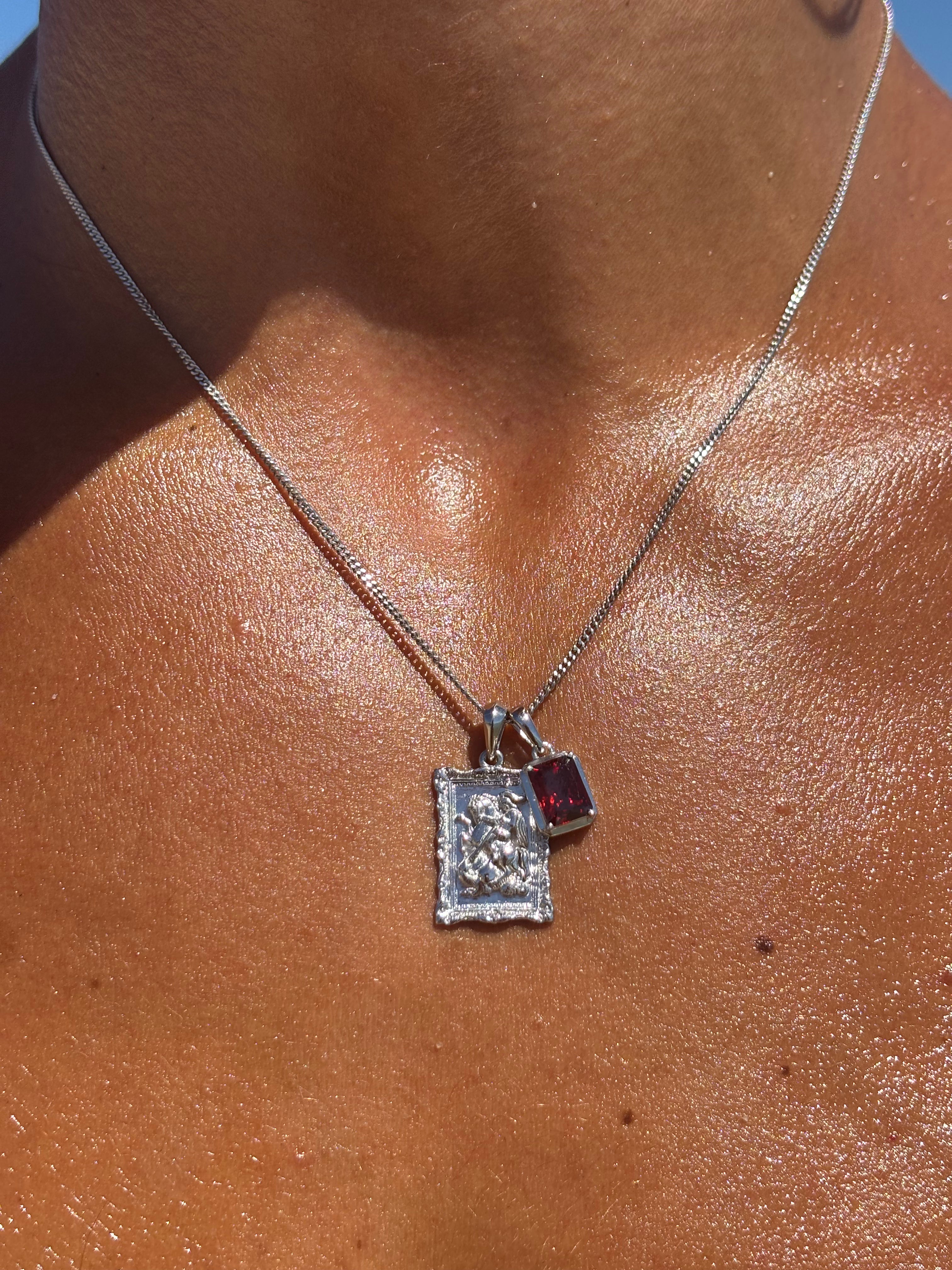 St George frame x Lisbon red stone stack- silver