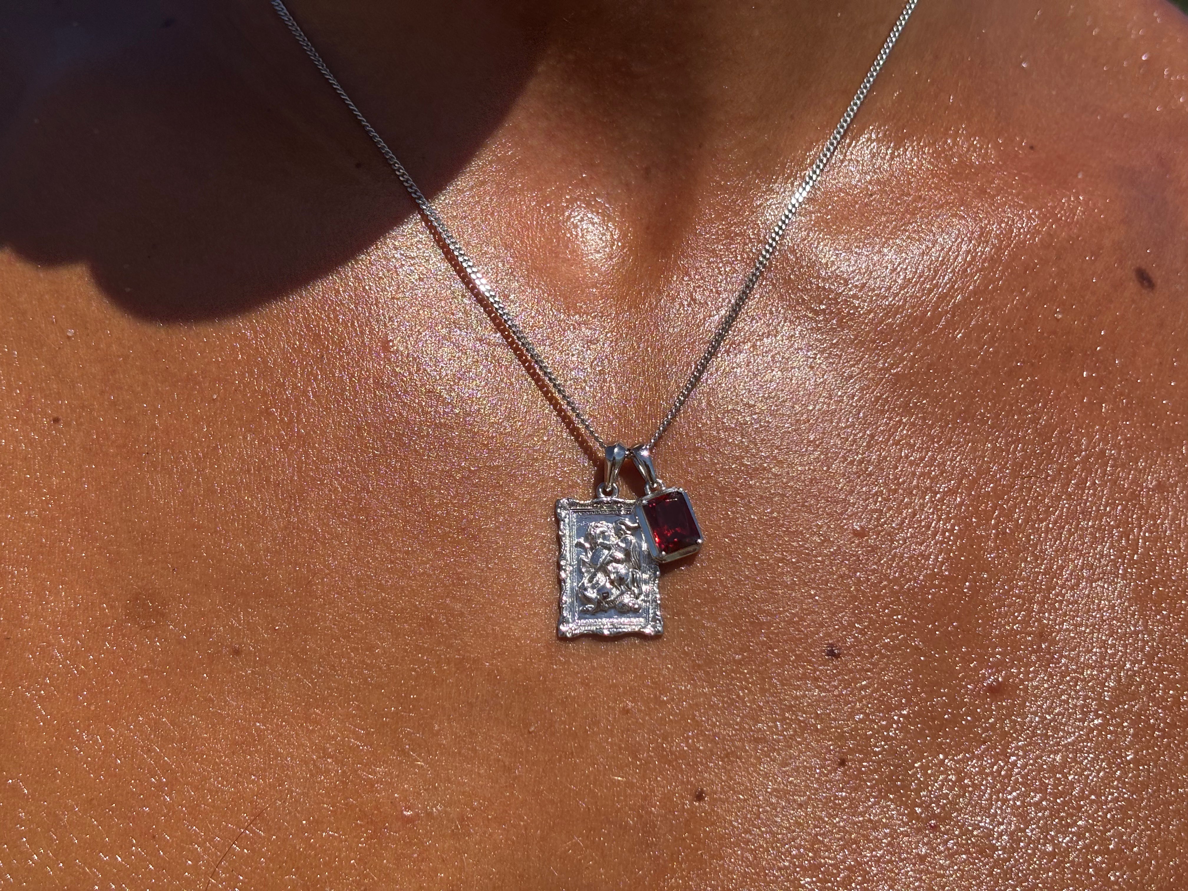 St George frame x Lisbon red stone stack- silver