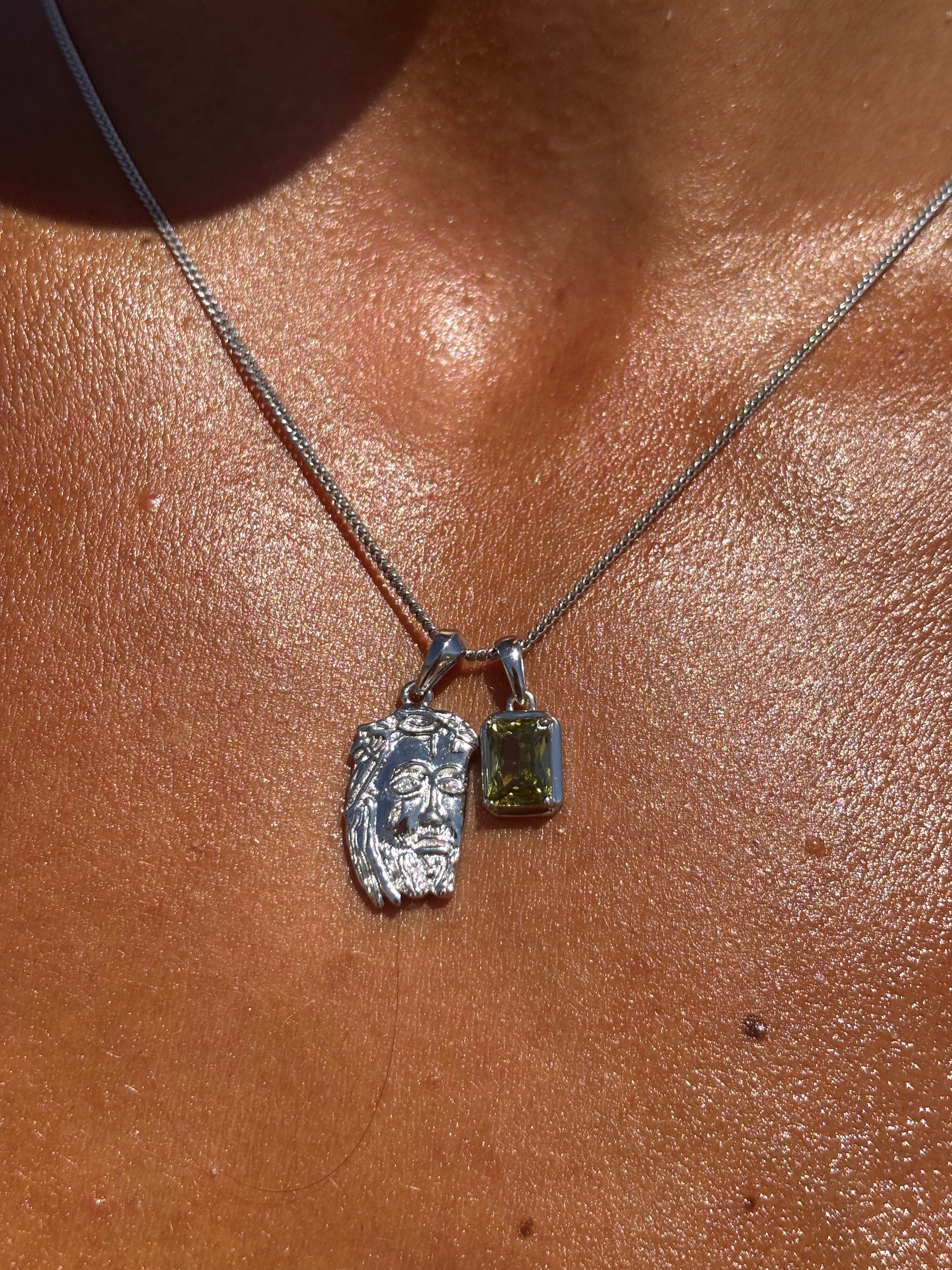 Tearing Jesus Piece x Mediterranean Olive stone stack - Silver