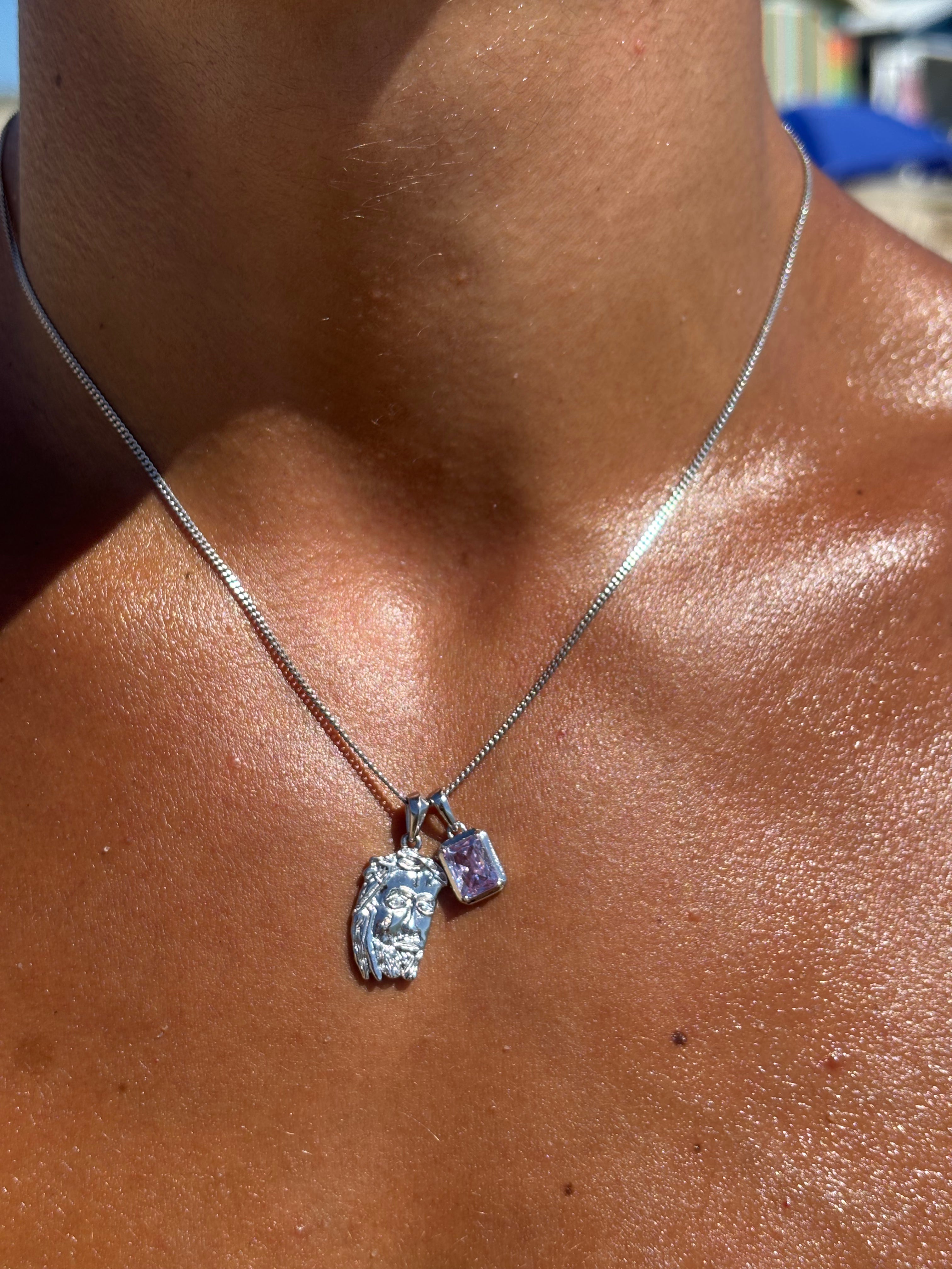 Tearing Jesus Piece x Lavender stone stack - Silver