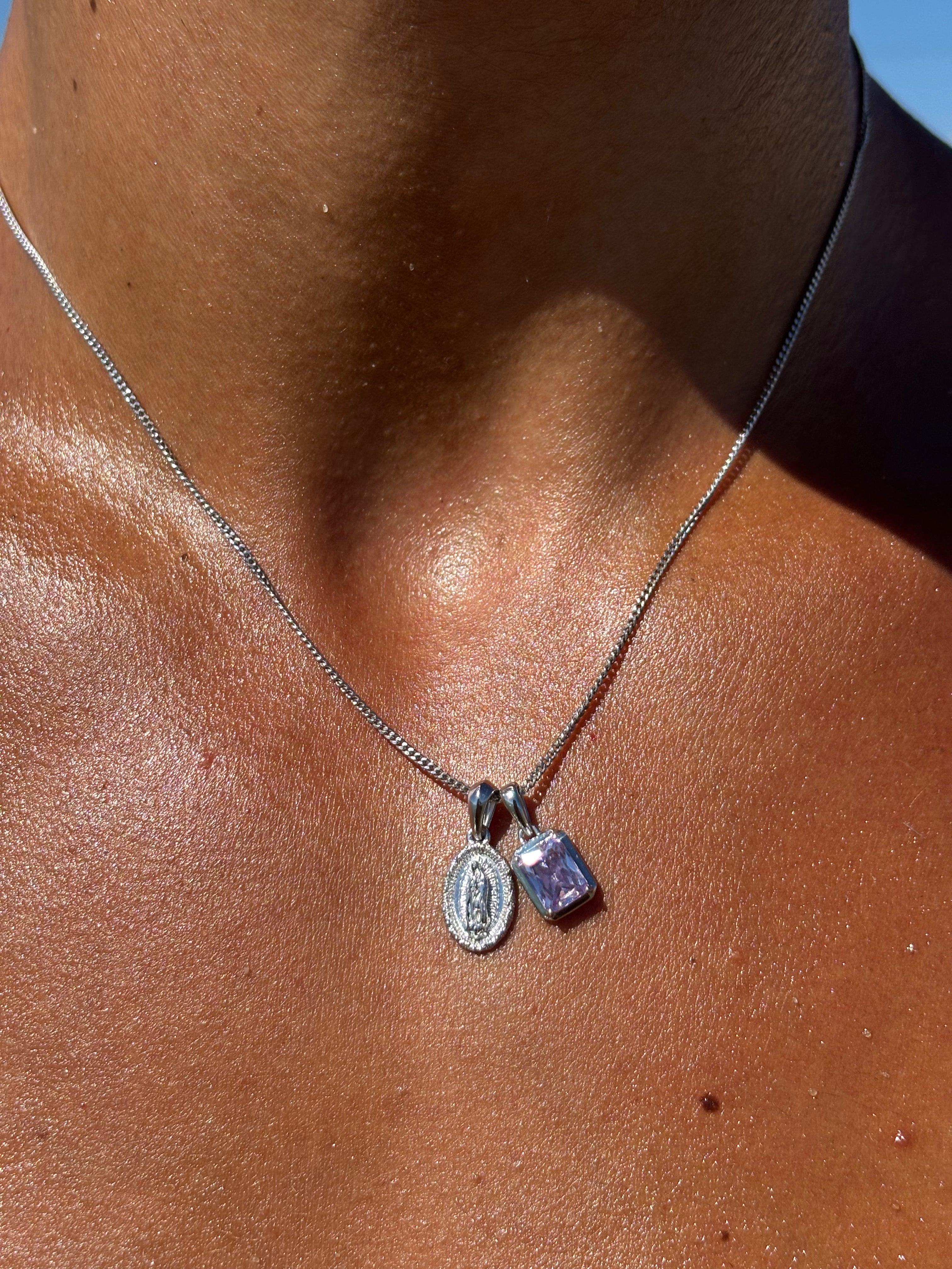 Mini Guadalupe x Lavender stone stack - Silver