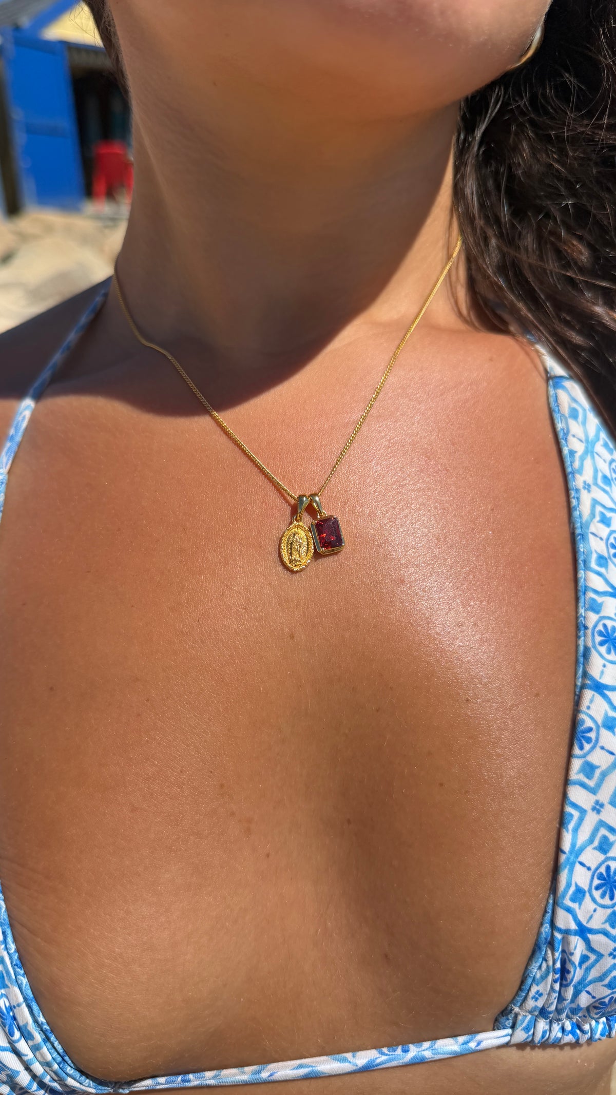 Mini Guadalupe x Lisbon red stone stack - Gold