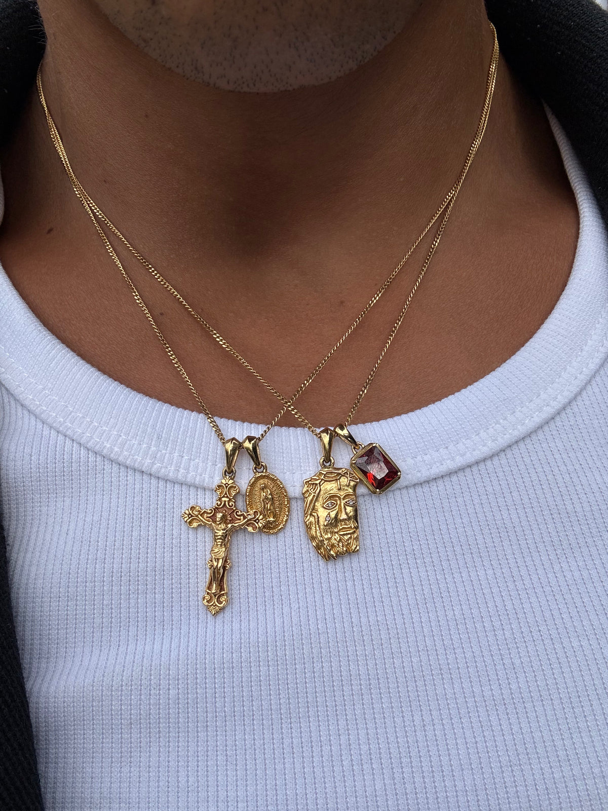 Motif crucifix x Mini Guadalupe - Gold