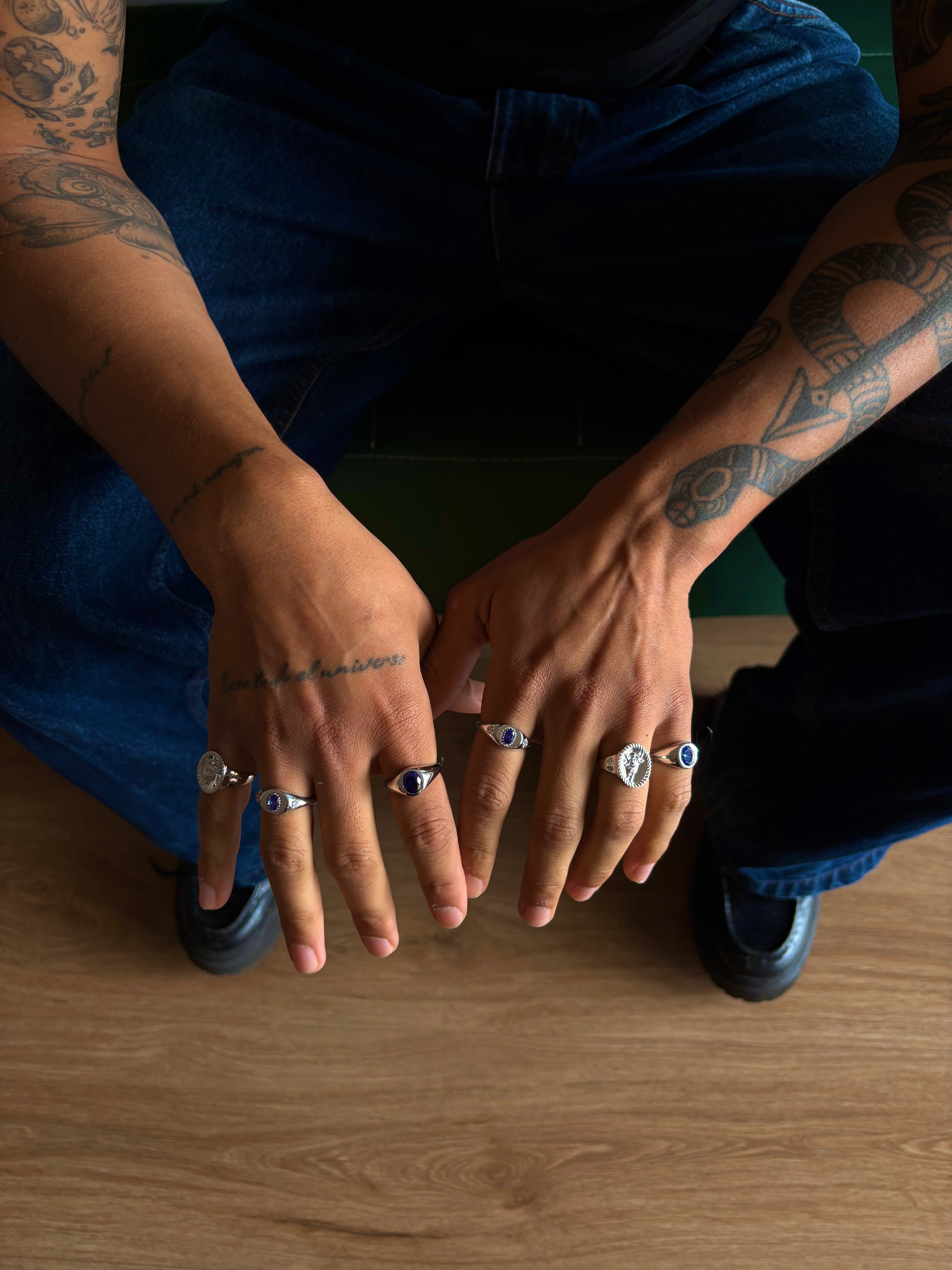 Porto Sapphire Signet ring - Silver