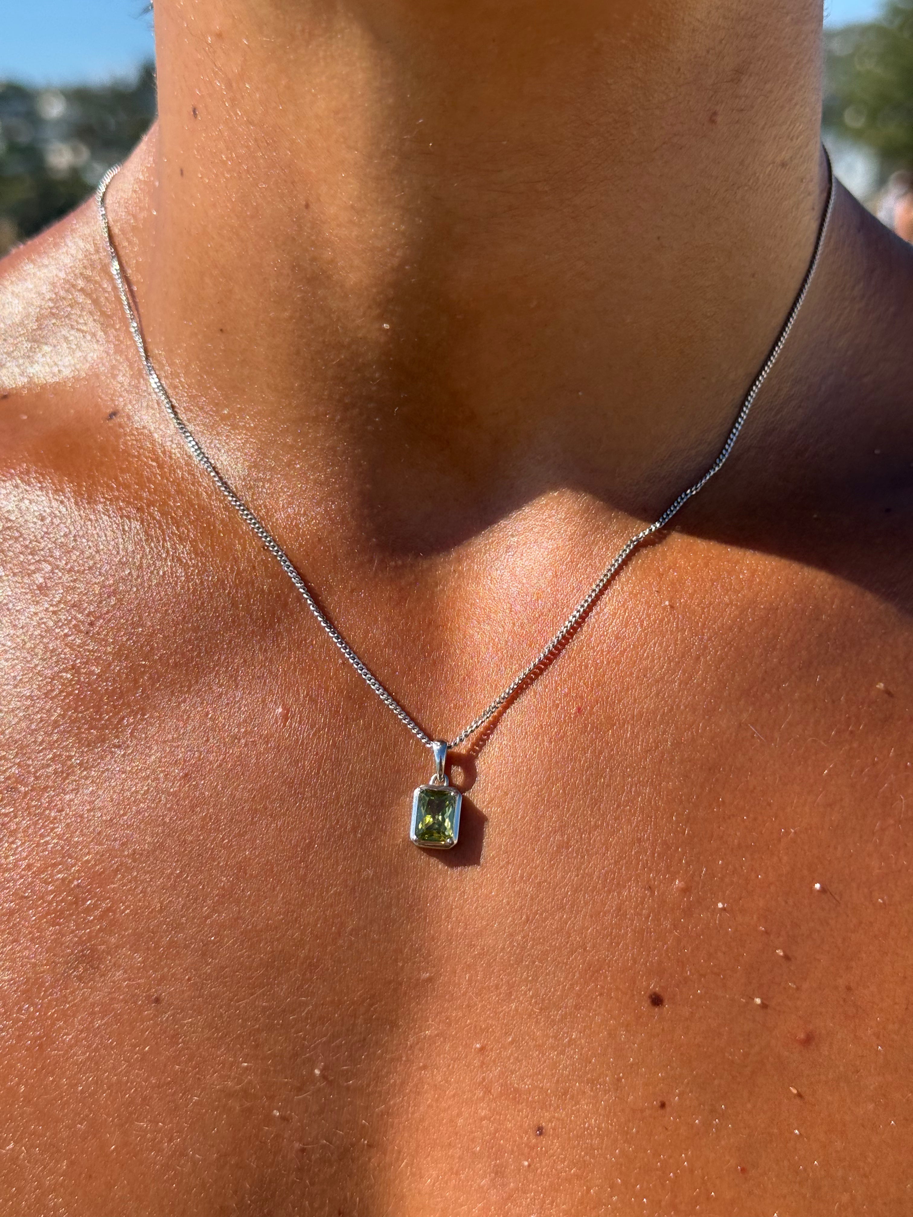 Mediterranean Olive stone chain -Silver