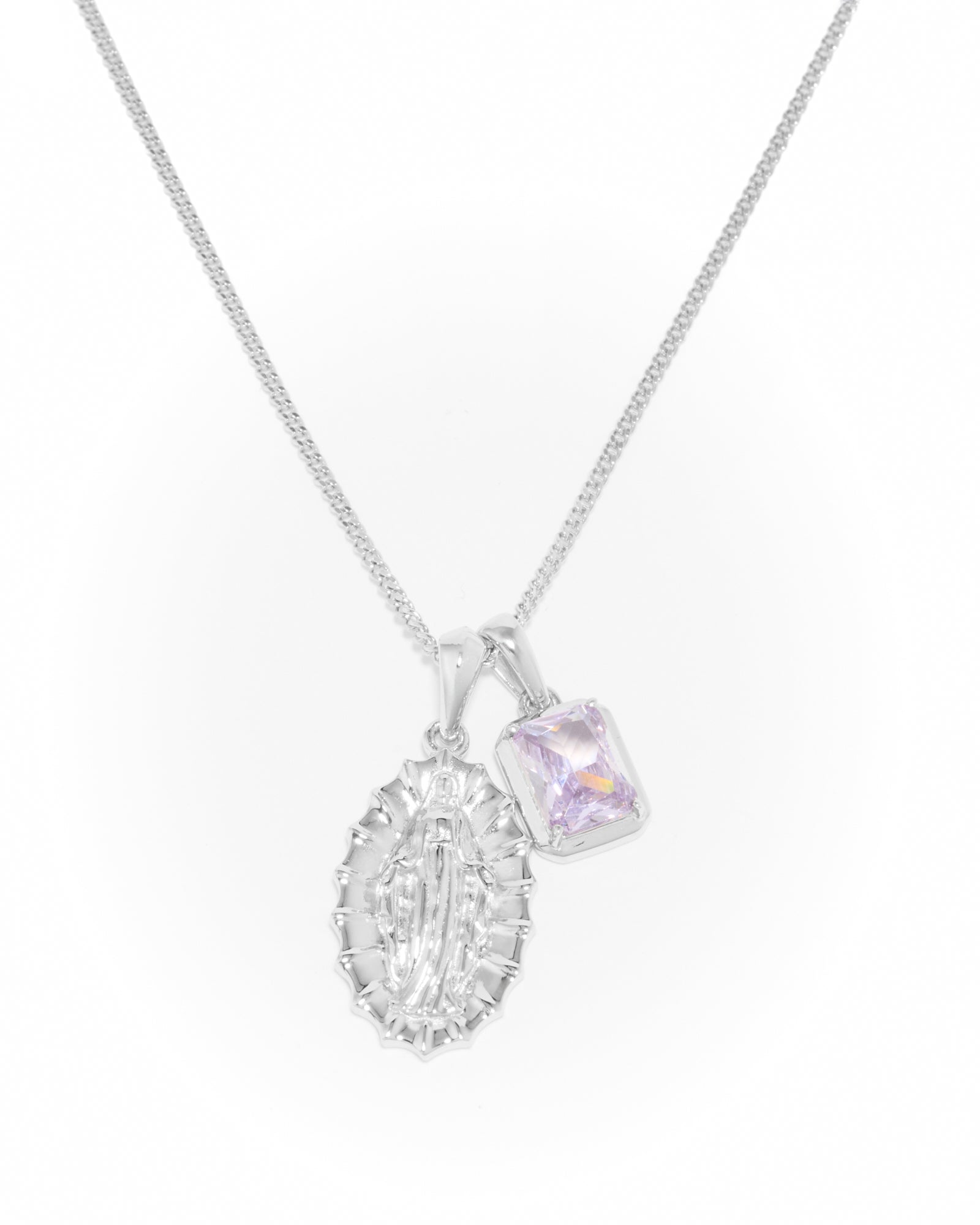 Our Lady of Guadalupe x Lavender stone stack - Silver
