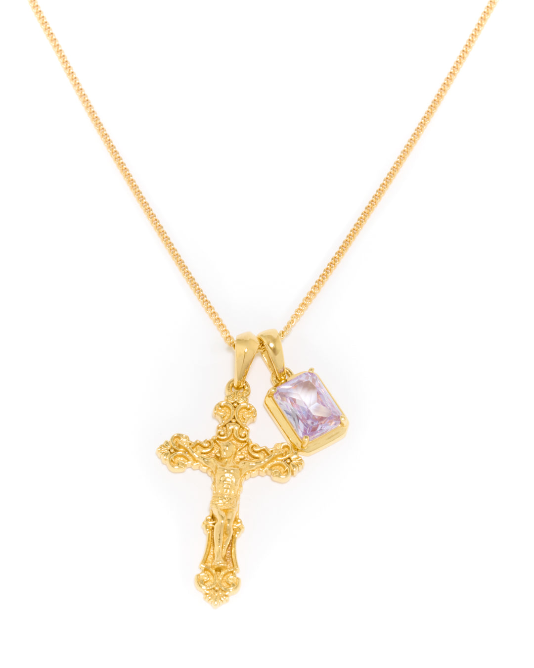 Motif Crucifix x lavender stone stack - Gold
