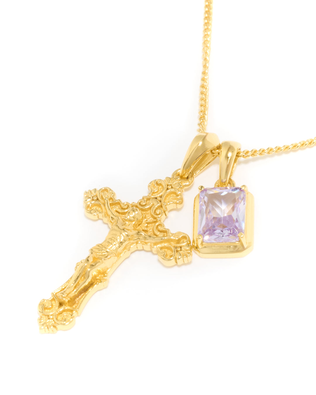 Motif Crucifix x lavender stone stack - Gold (Pre order)