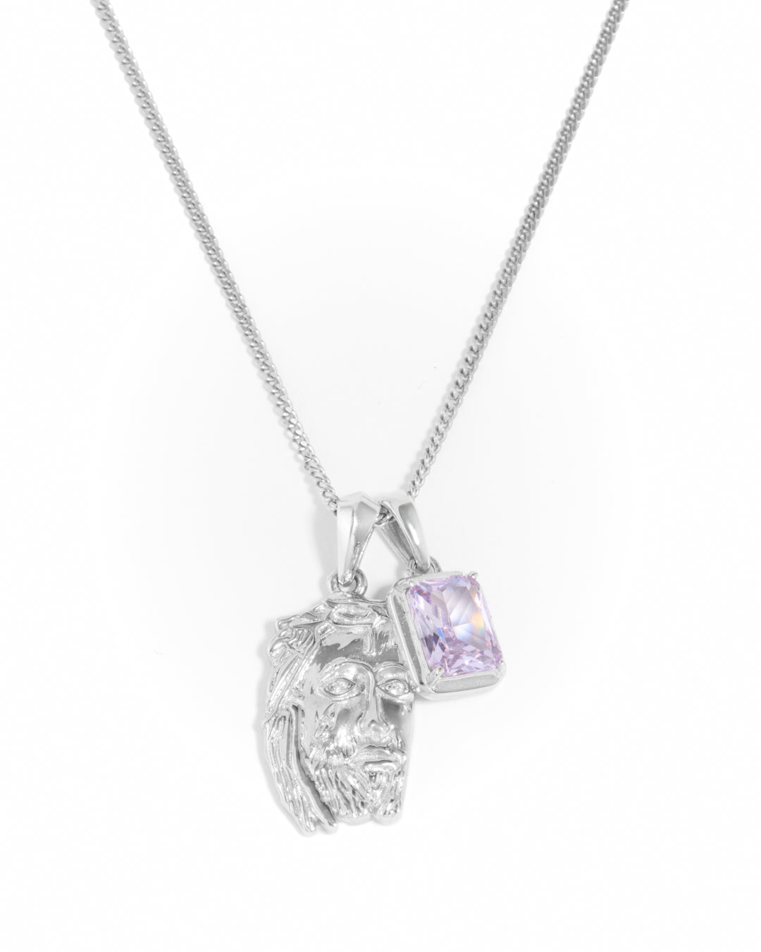 Tearing Jesus Piece x Lavender stone stack - Silver