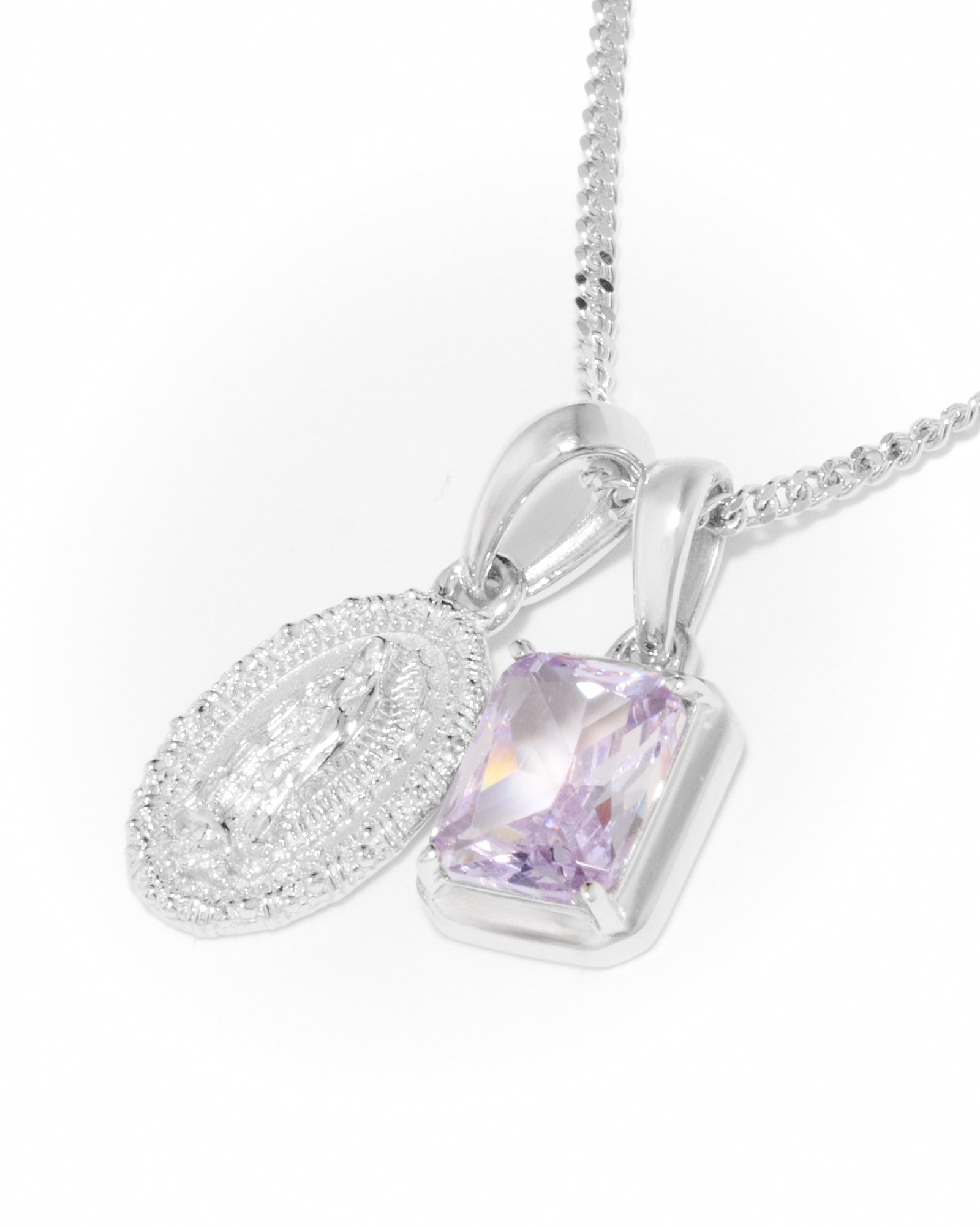 Mini Guadalupe x Lavender stone stack - Silver