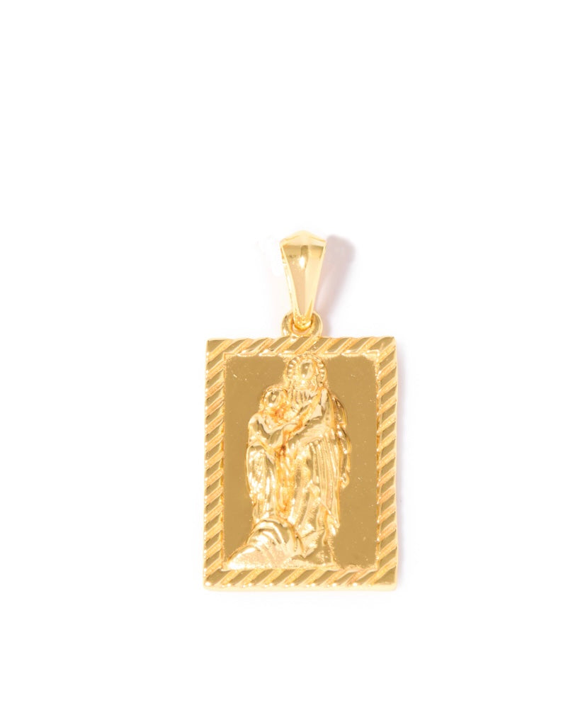 Mother Mary Frame Pendant - Gold
