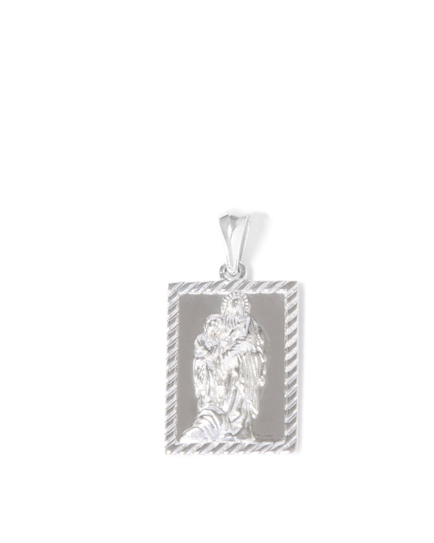 Mother Mary Frame Pendant - Silver