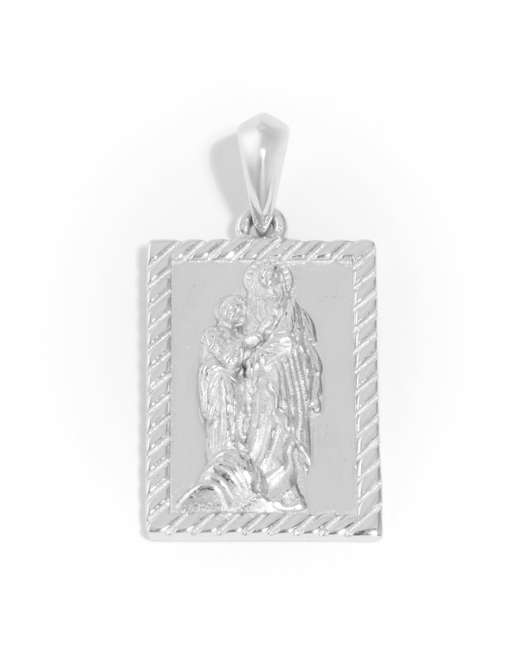 Mother Mary Frame Pendant - Silver