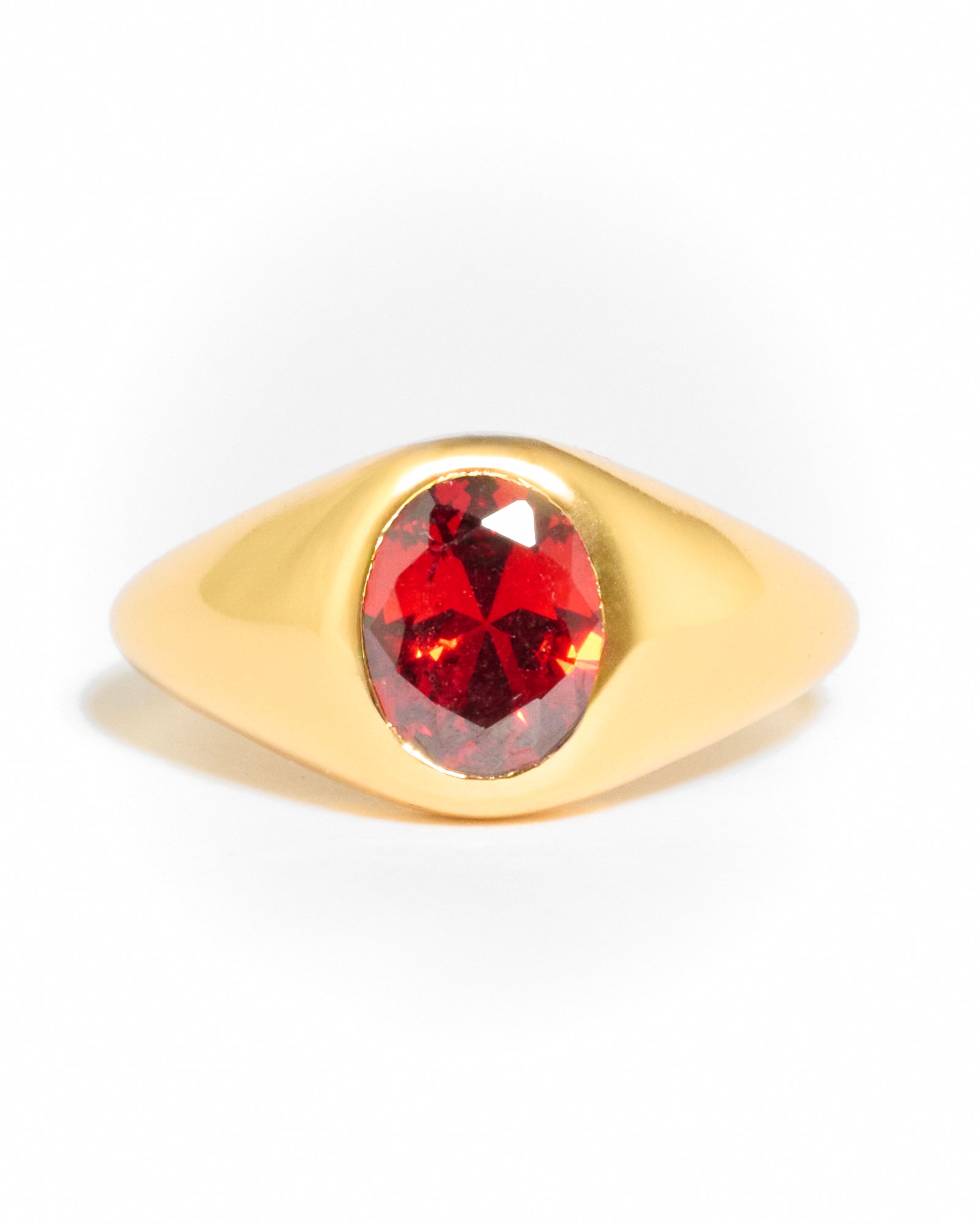 Lisbon red stone signet ring - Gold