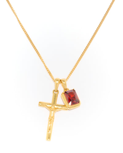 The Crucifix x Lisbon red stone - Gold