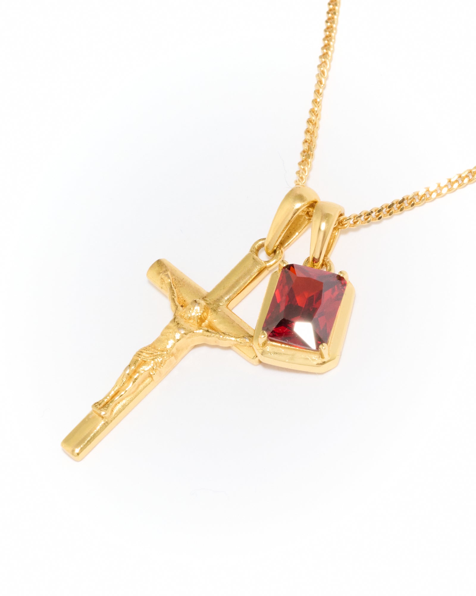 The Crucifix x Lisbon red stone - Gold