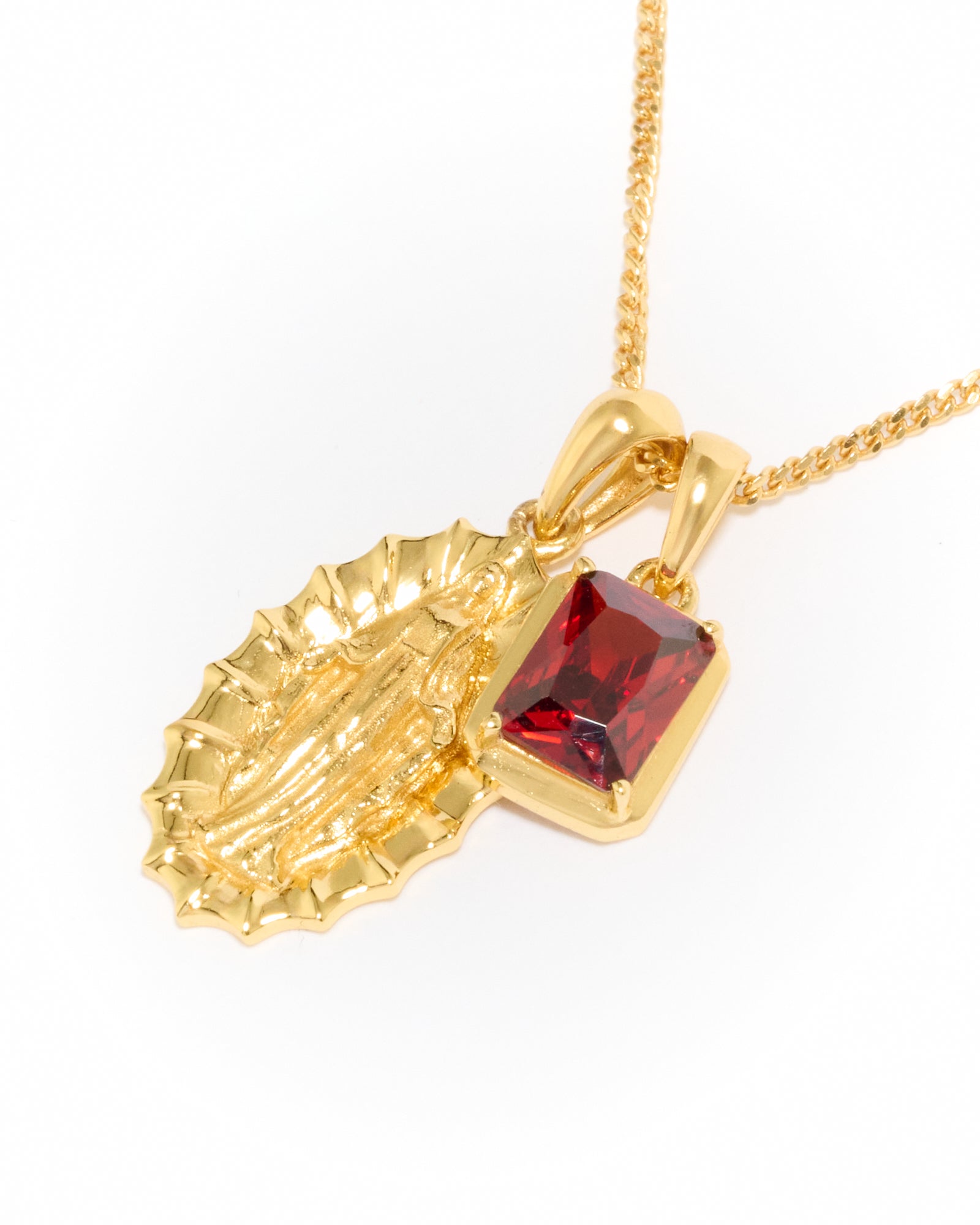 Our Lady of Guadalupe x  Lisbon red stone stack - Gold (Pre order)