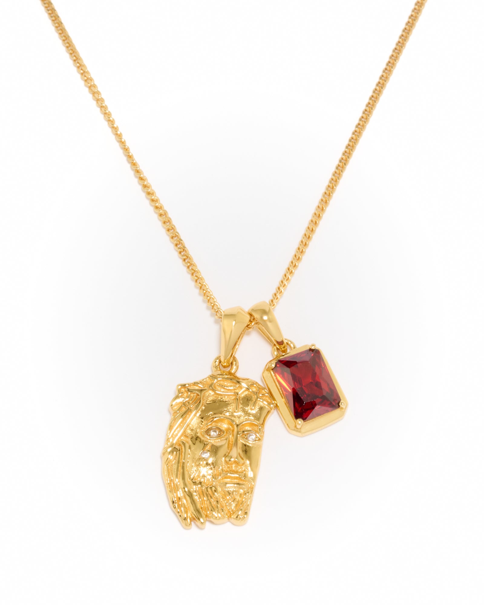 Tearing Jesus Piece x Lisbon red stone stack - Gold