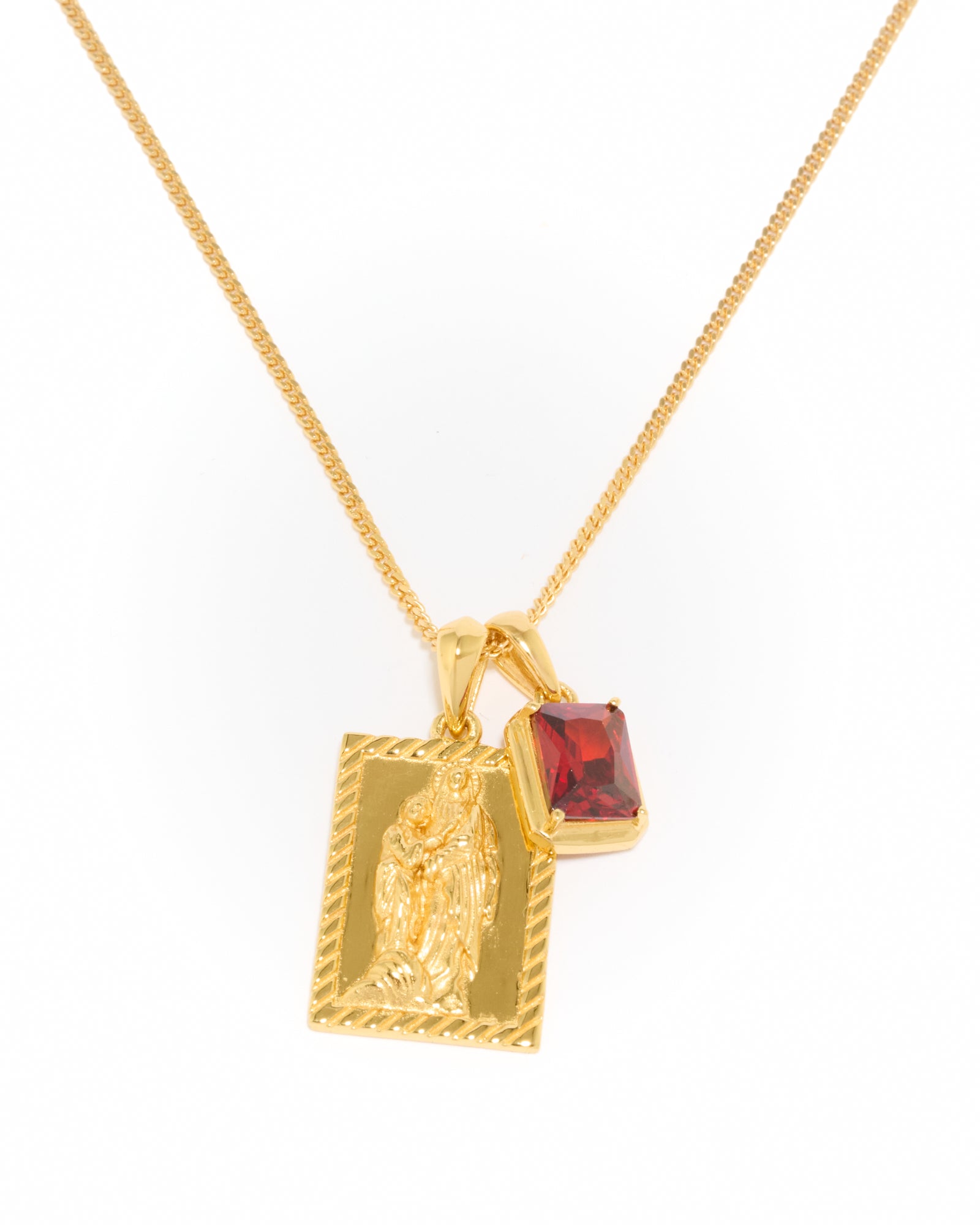 Mother Mary frame x Lisbon red stone - Gold (Pre order)
