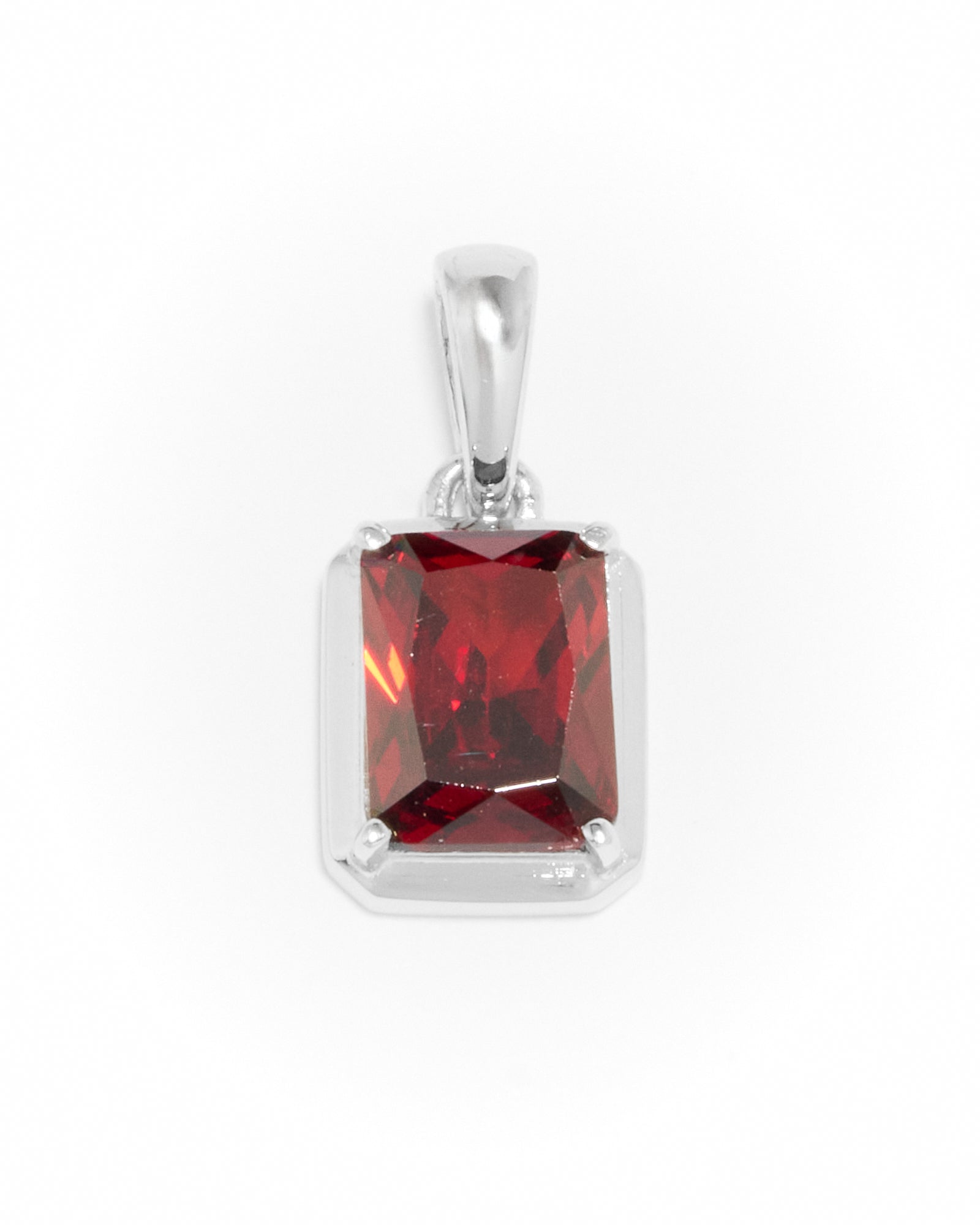 Lisbon Red Stone Pendant - Silver