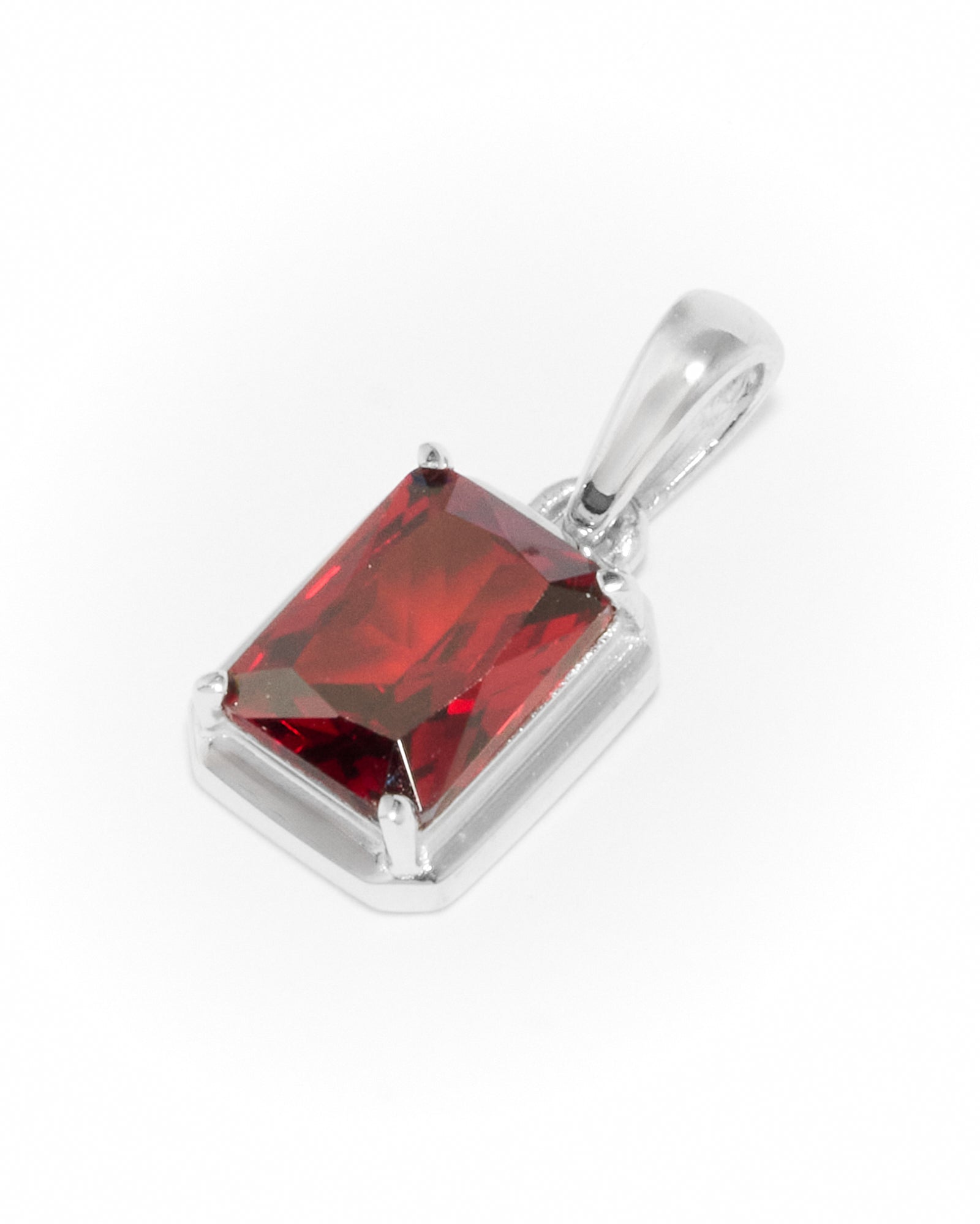 Lisbon Red Stone Pendant - Silver