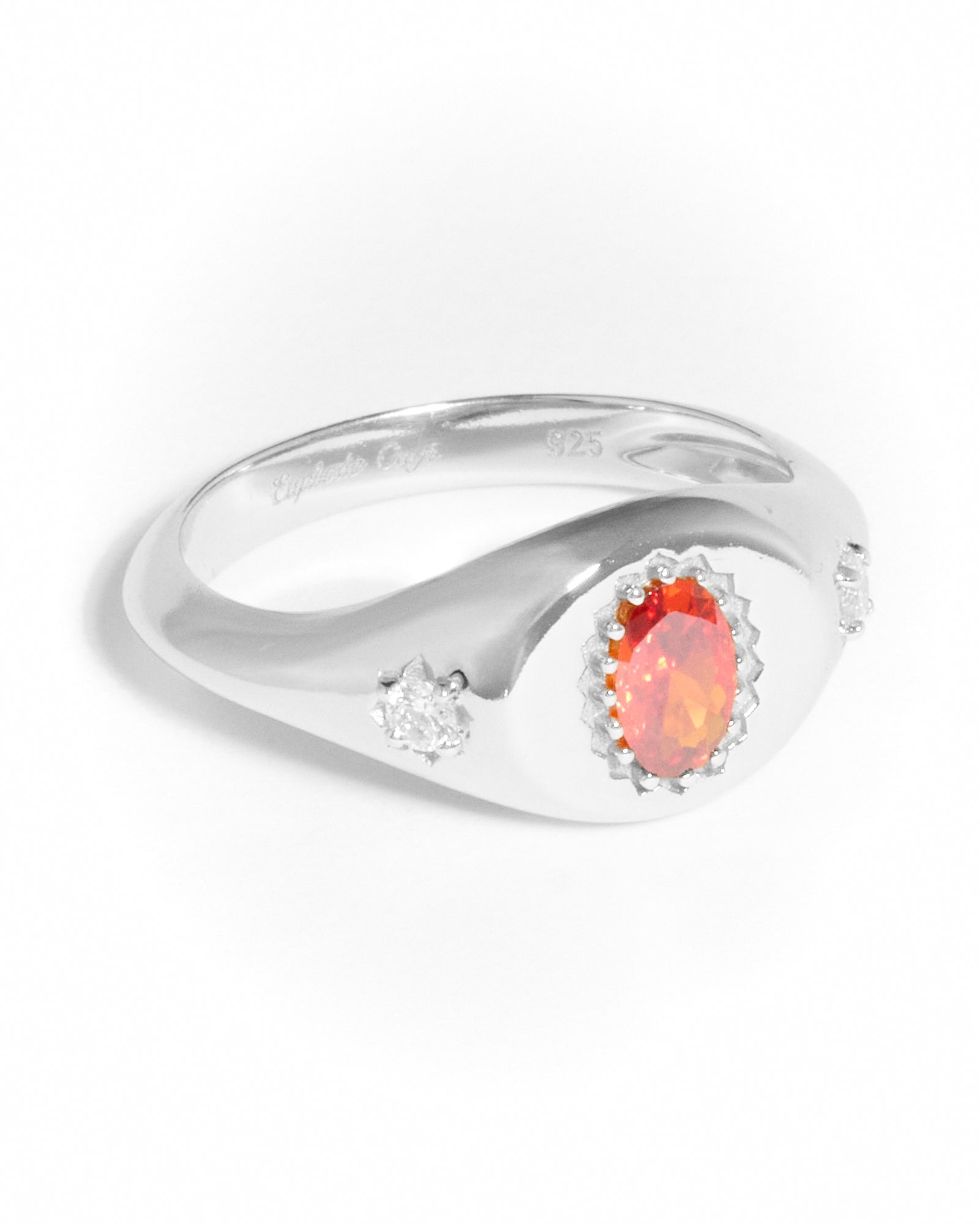 Lisbon red sky ring - silver