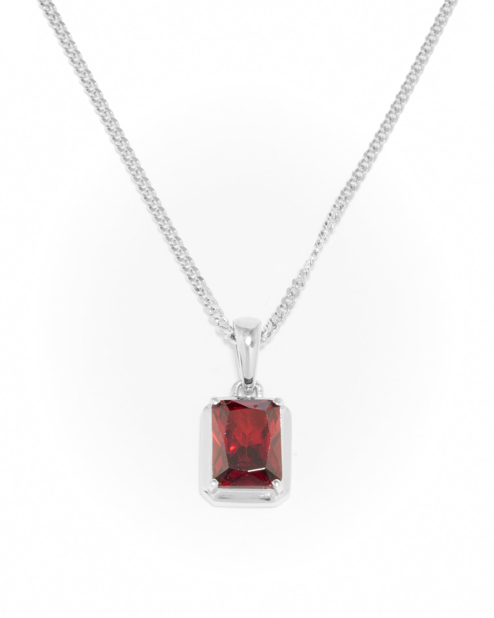 Lisbon red stone chain - Silver