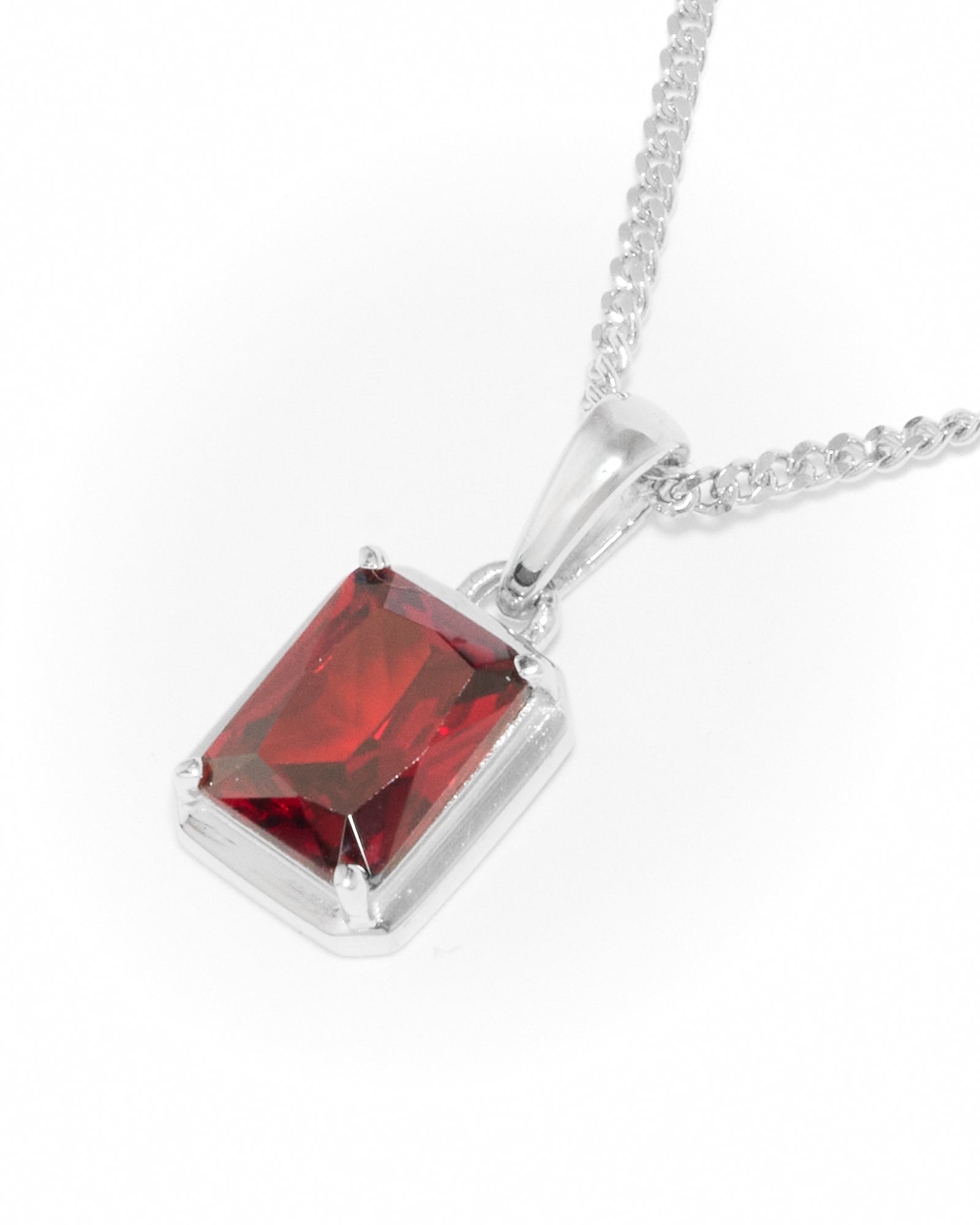 Lisbon red stone chain - Silver