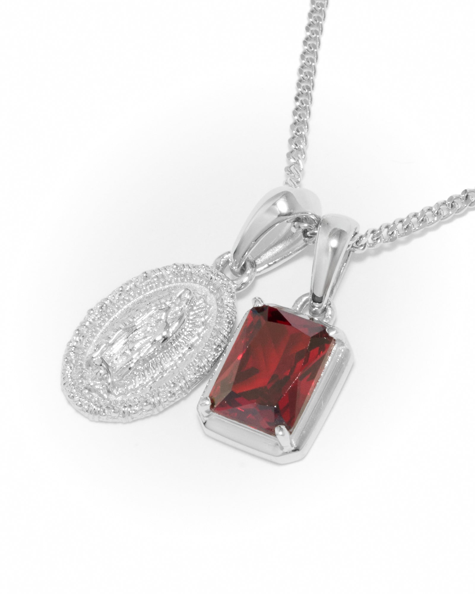 Mini Gaudalupe x Lisbon red stone stack - Silver (Pre order)