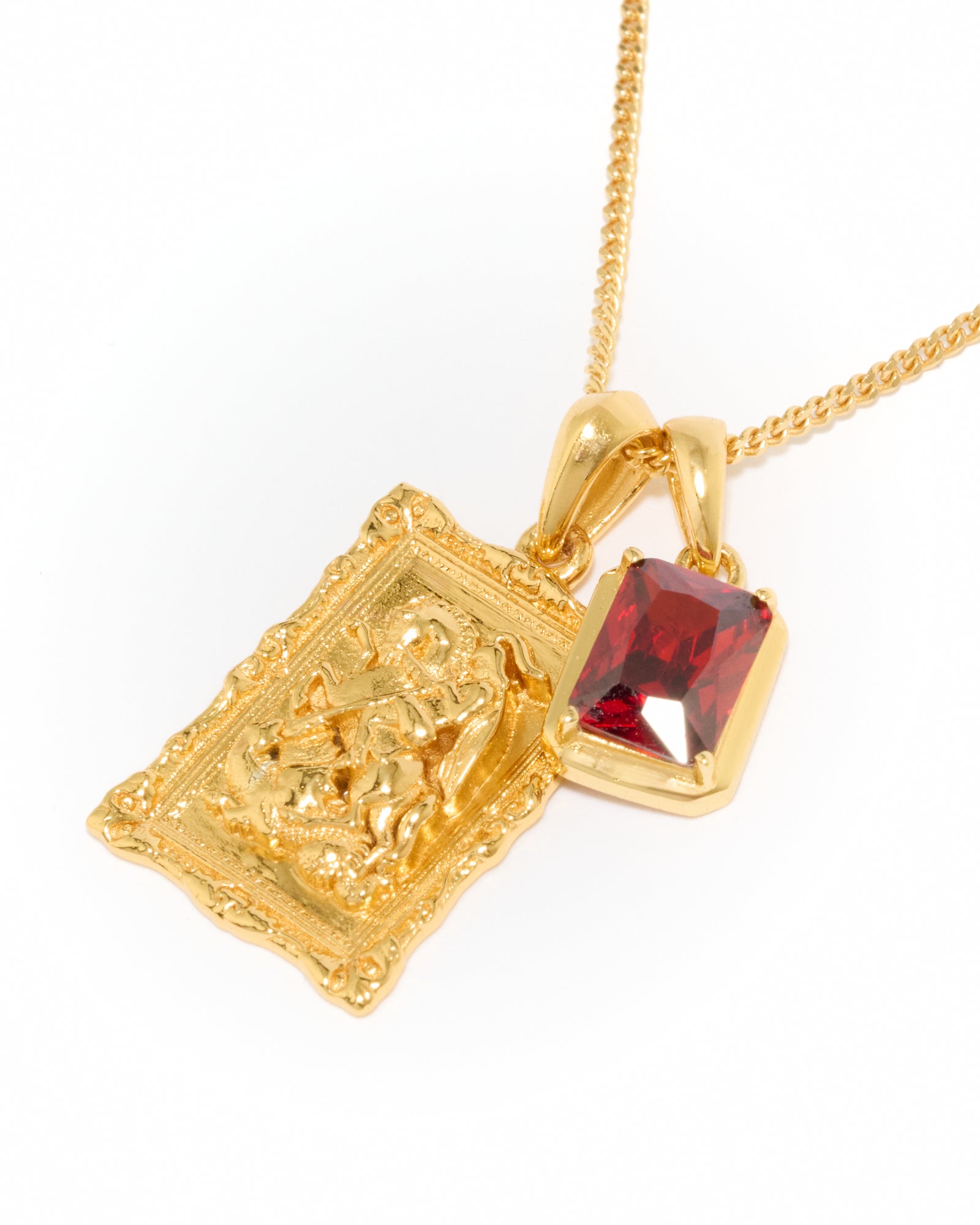 Saint George frame x Lisbon red stone stack - Gold (Pre order)