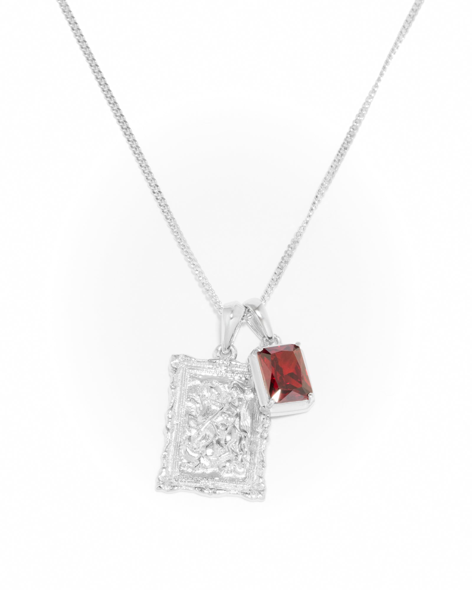 St George frame x Lisbon red stone stack- silver