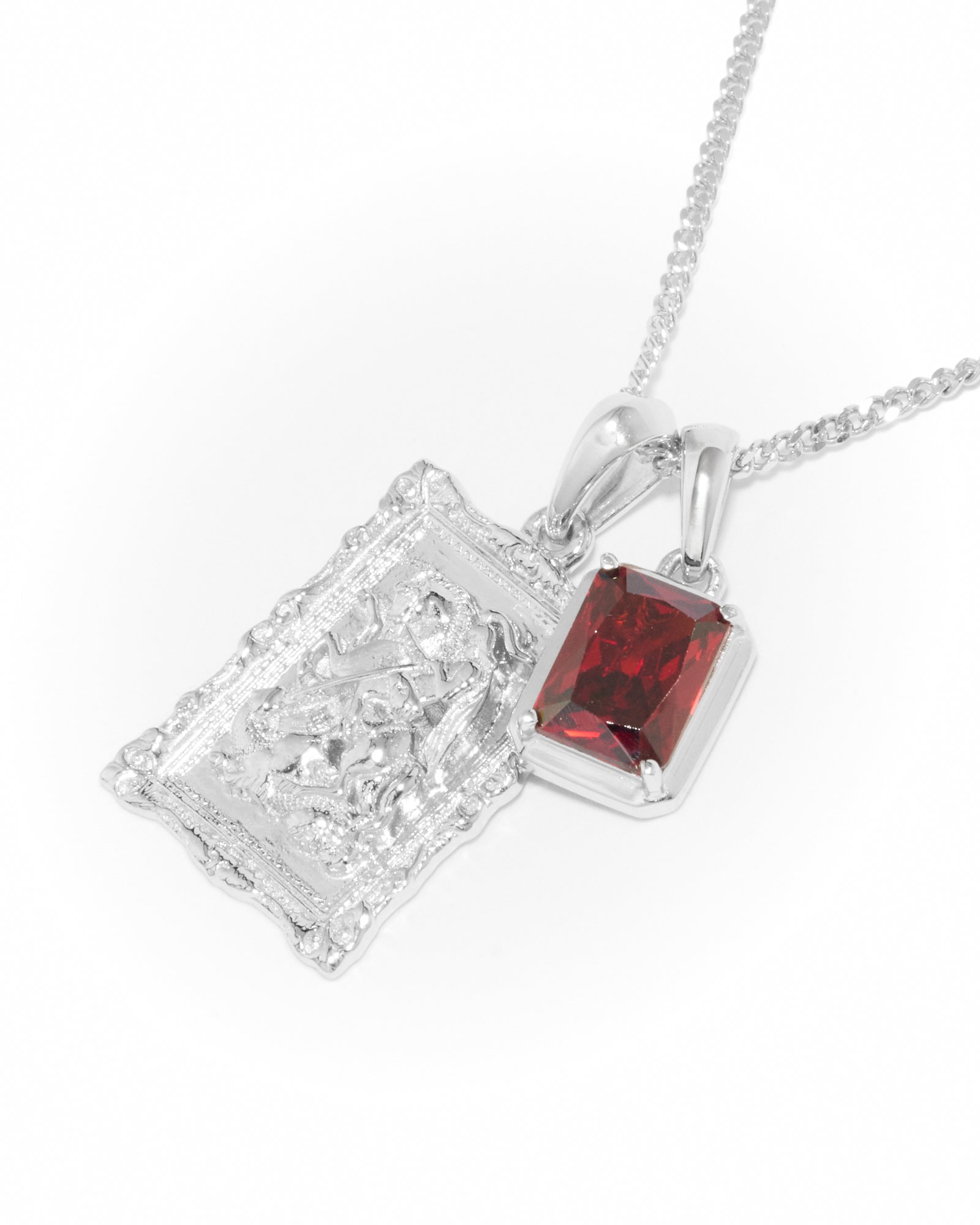 St George frame x Lisbon red stone stack- silver