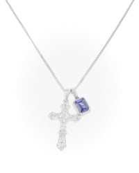 Motif crucifix x Sapphire stone stack - Silver