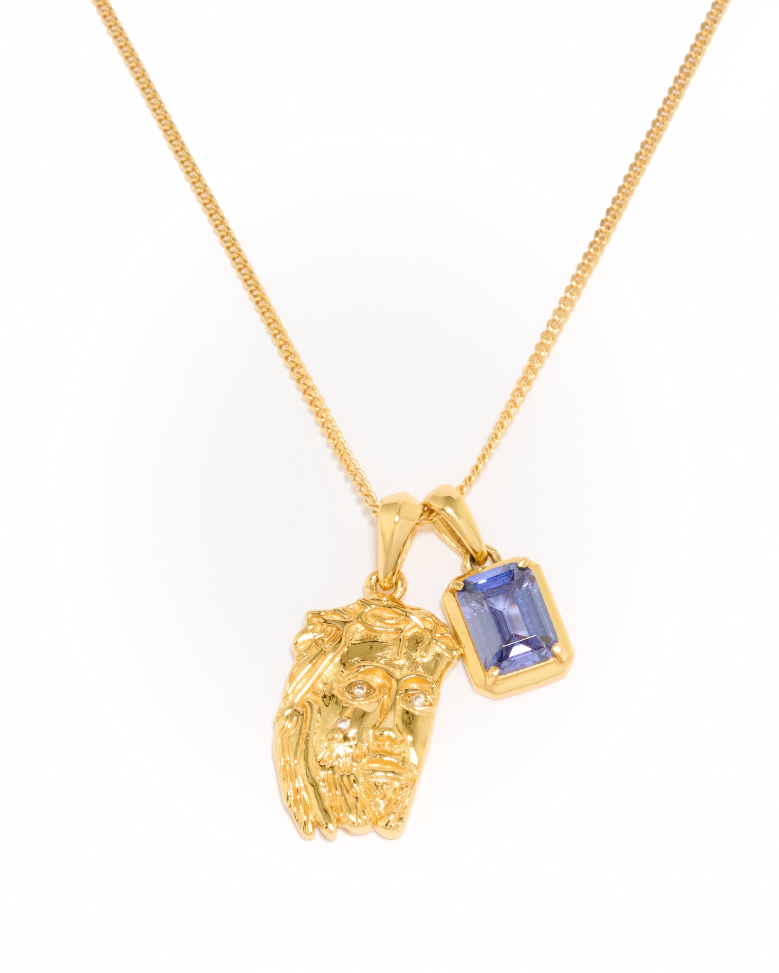Tearing Jesus Piece x Sapphire stone stack - Gold