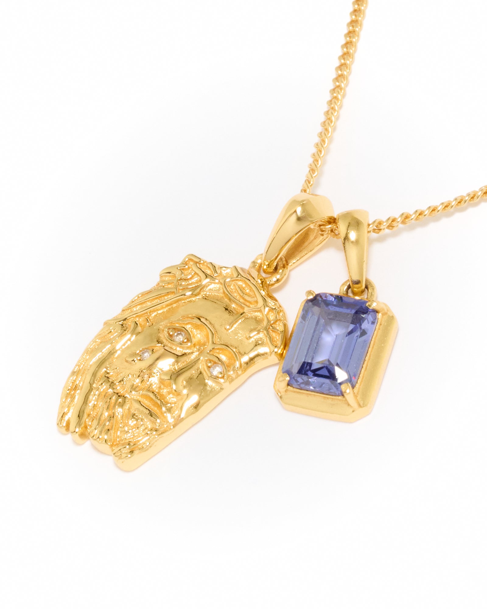 Tearing Jesus Piece x Sapphire stone stack - Gold