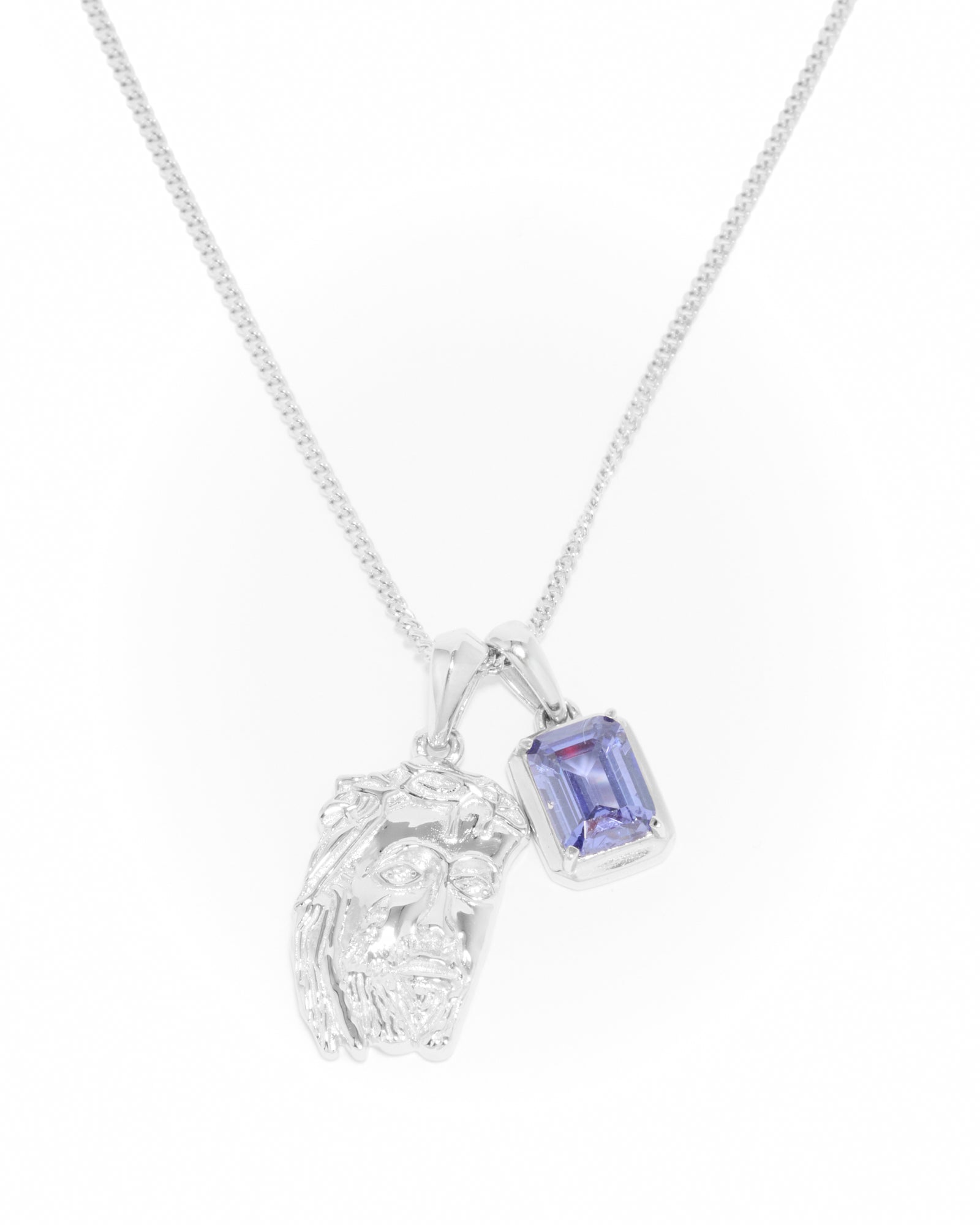Tearing Jesus Piece x Sapphire stone stack - Silver