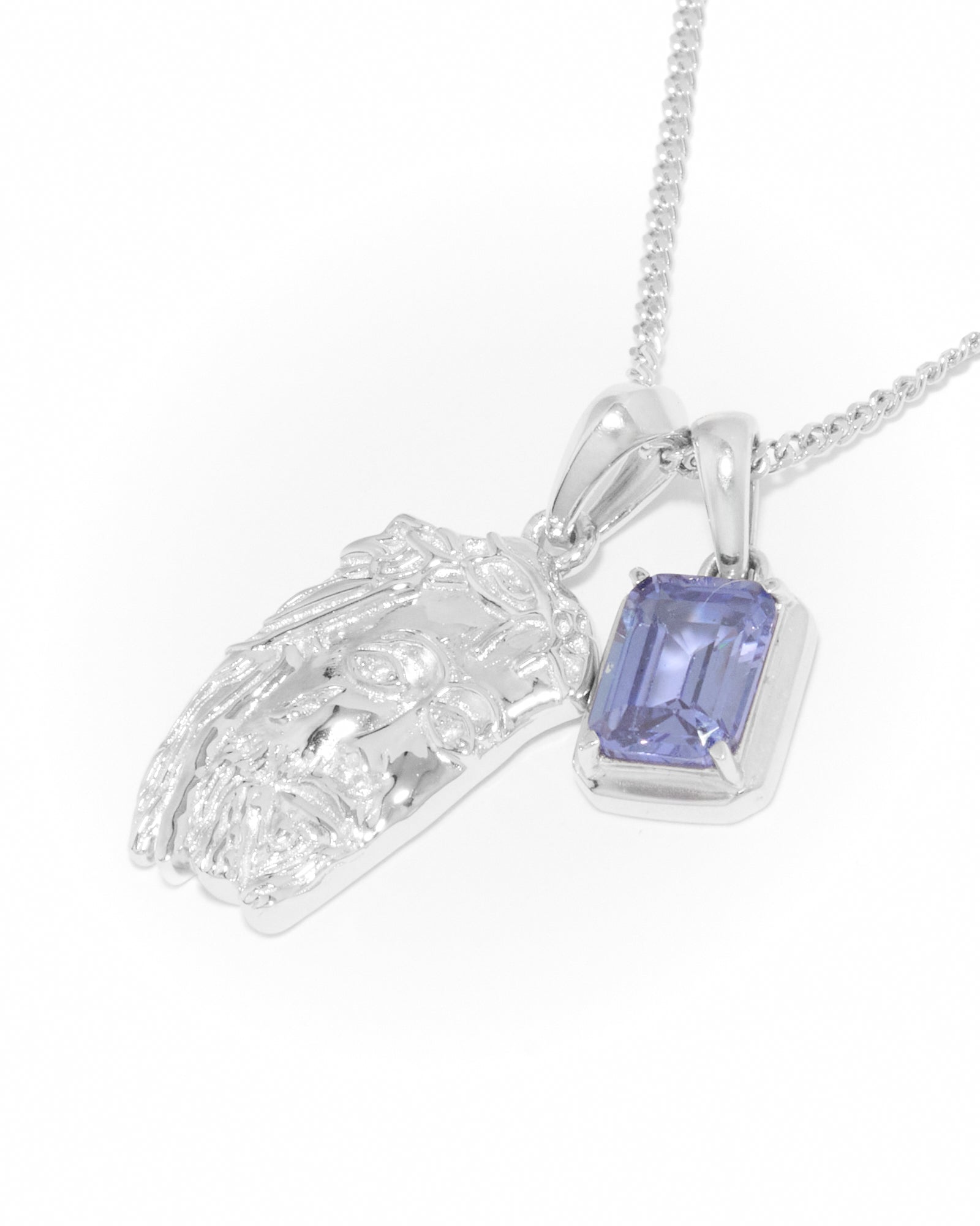 Tearing Jesus Piece x Sapphire stone stack - Silver (Pre order)