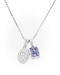 Mini Guadalupe x Sapphire stone stack - Silver