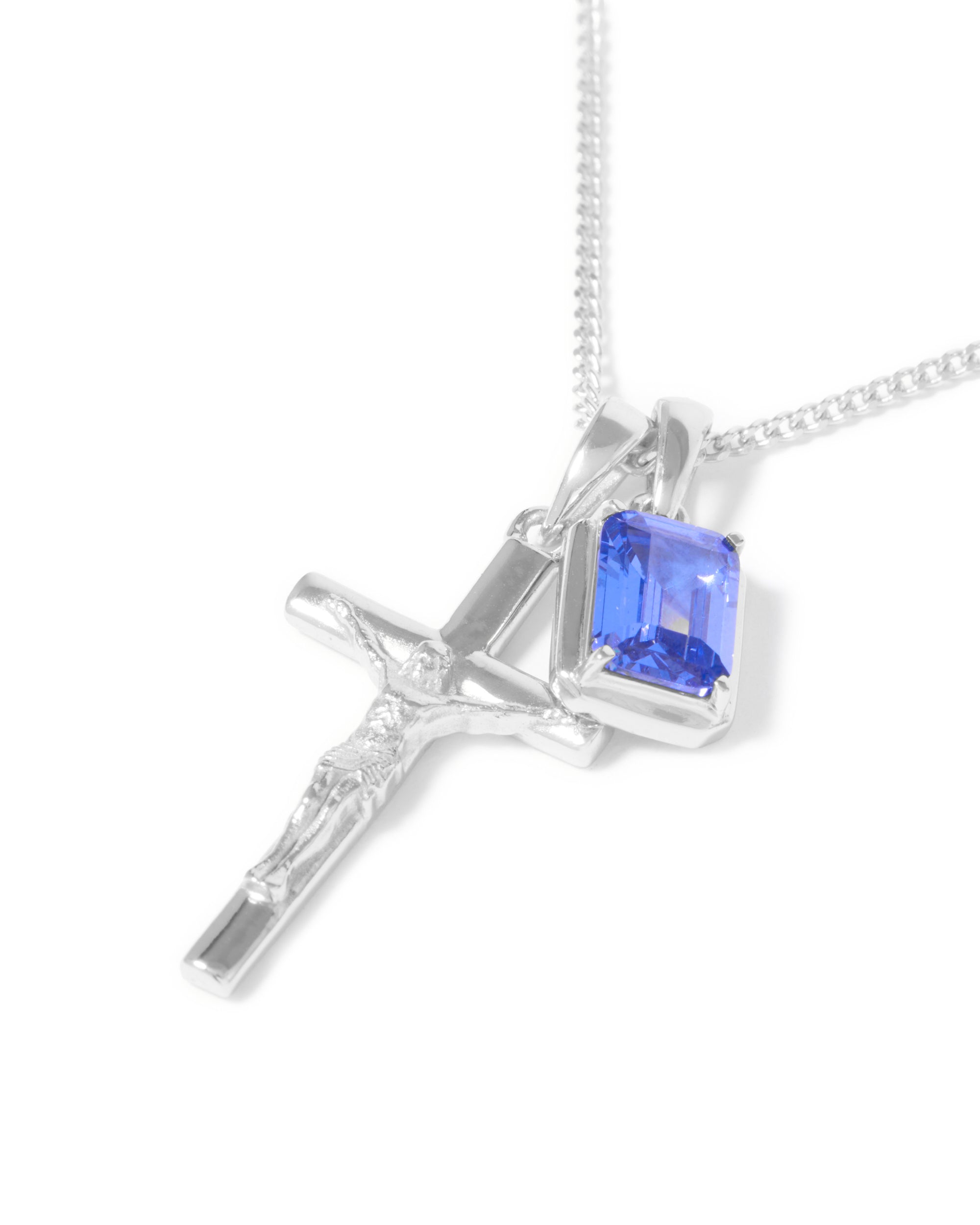 The Crucifix x Sapphire Stone - Silver (Pre order)