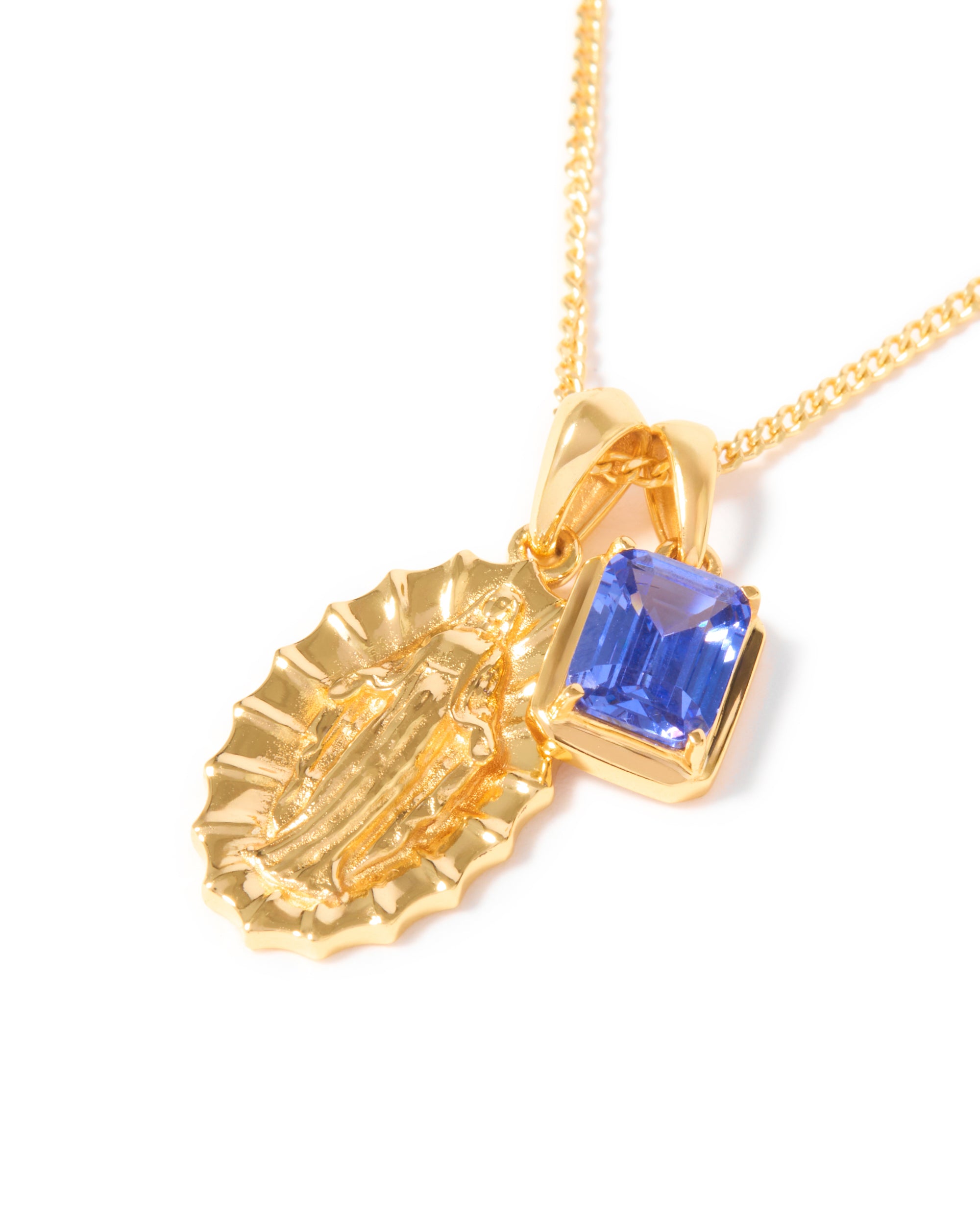 Our lady of Guadalupe X Sapphire stone - Gold
