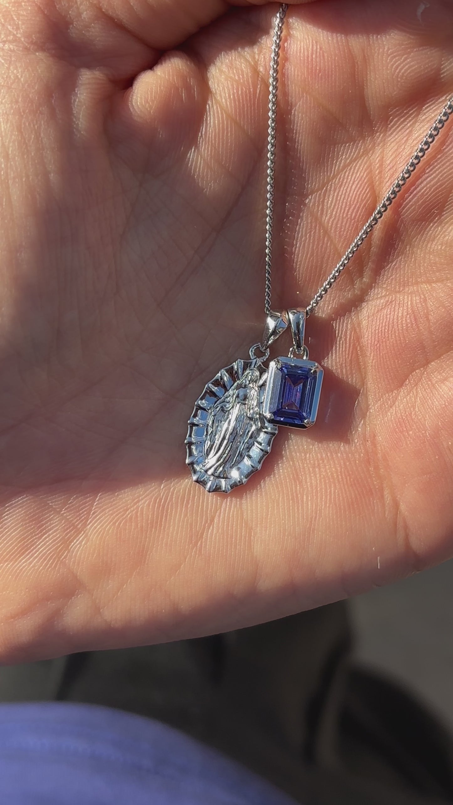 The Guadalupe X Sapphire stone Silver
